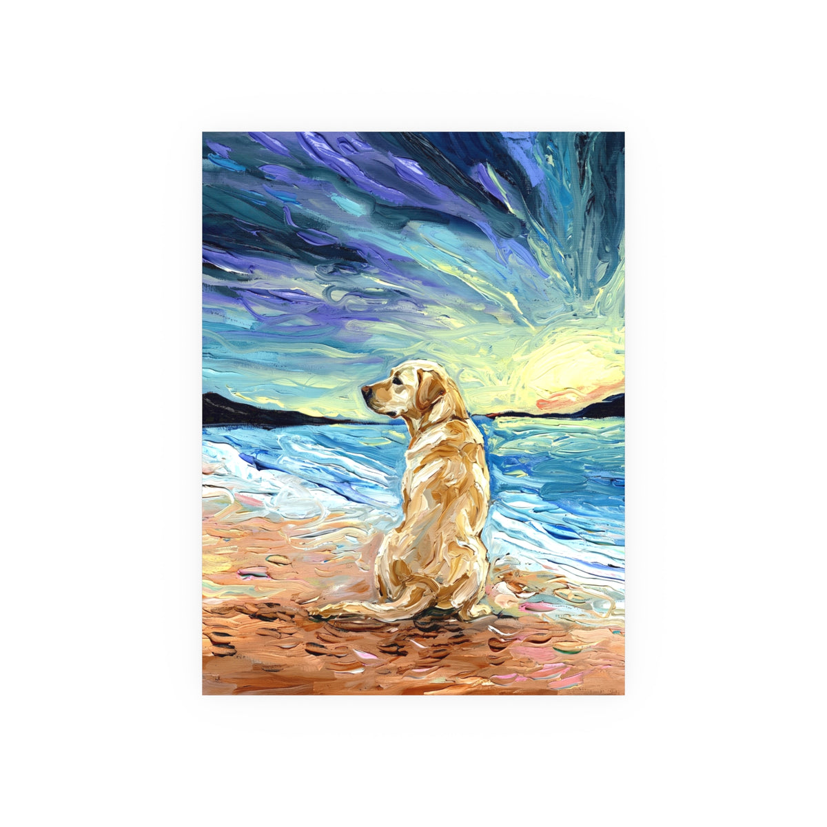 "Beach Day - Yellow Labrador 2" Wall Art Paper Print