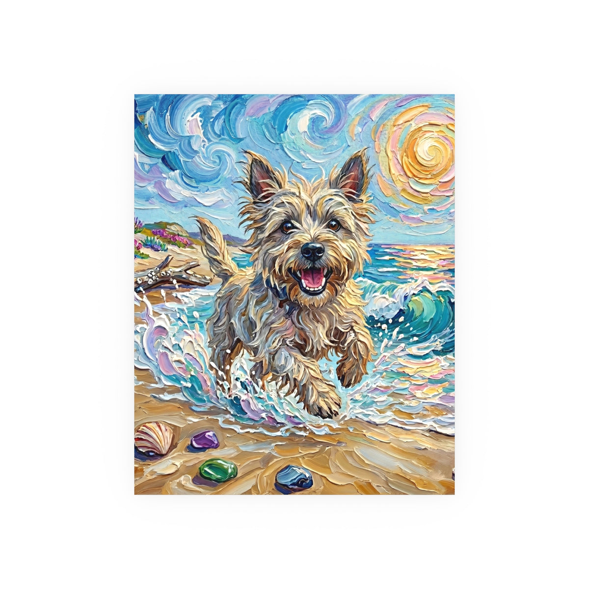 "Beach Day - Cairn Terrier" Wall Art Paper Print