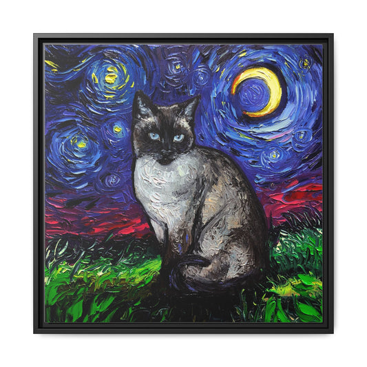 "Siamese Night" Framed Canvas Wall Art