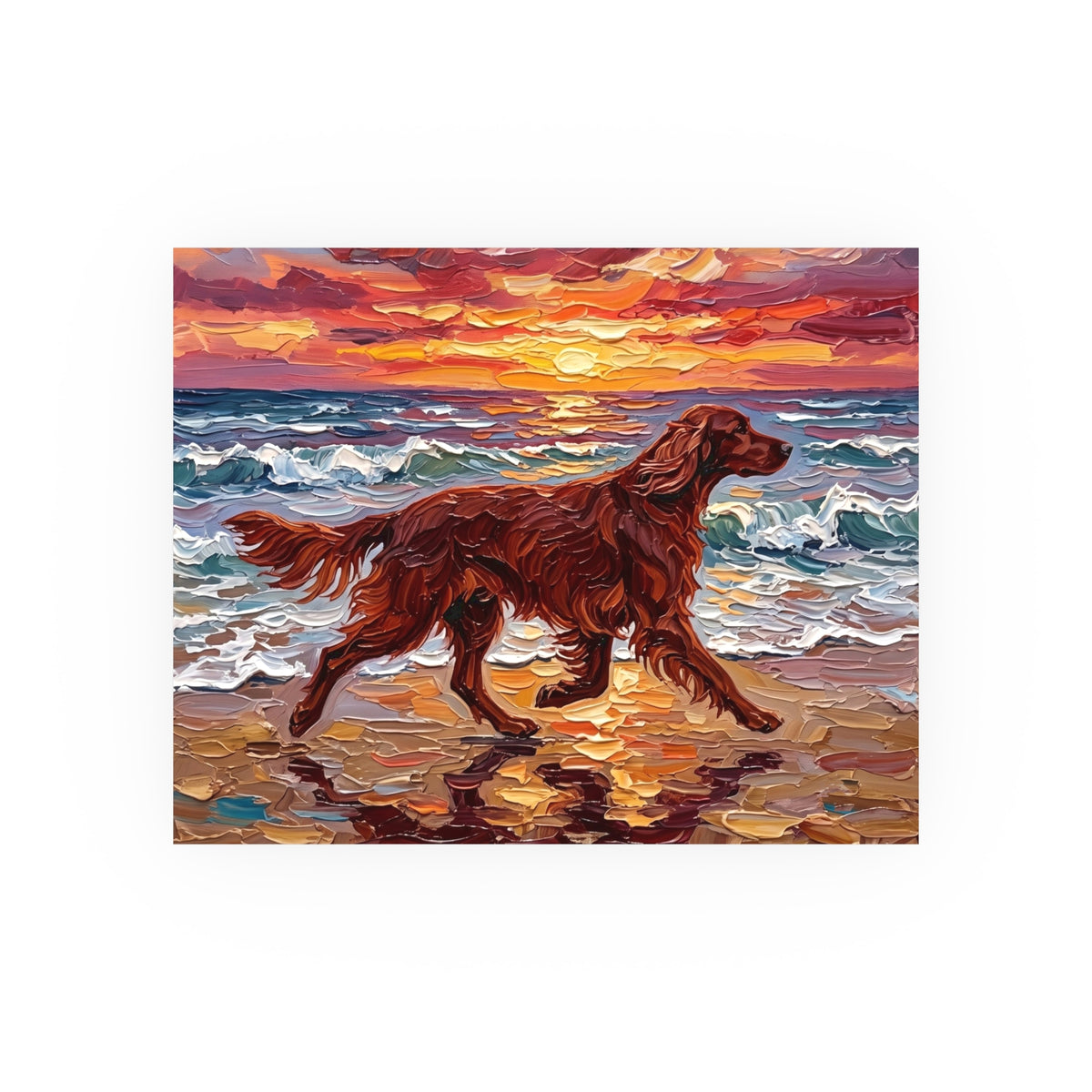 "Beach Day - Irish Setter" Wall Art Paper Print