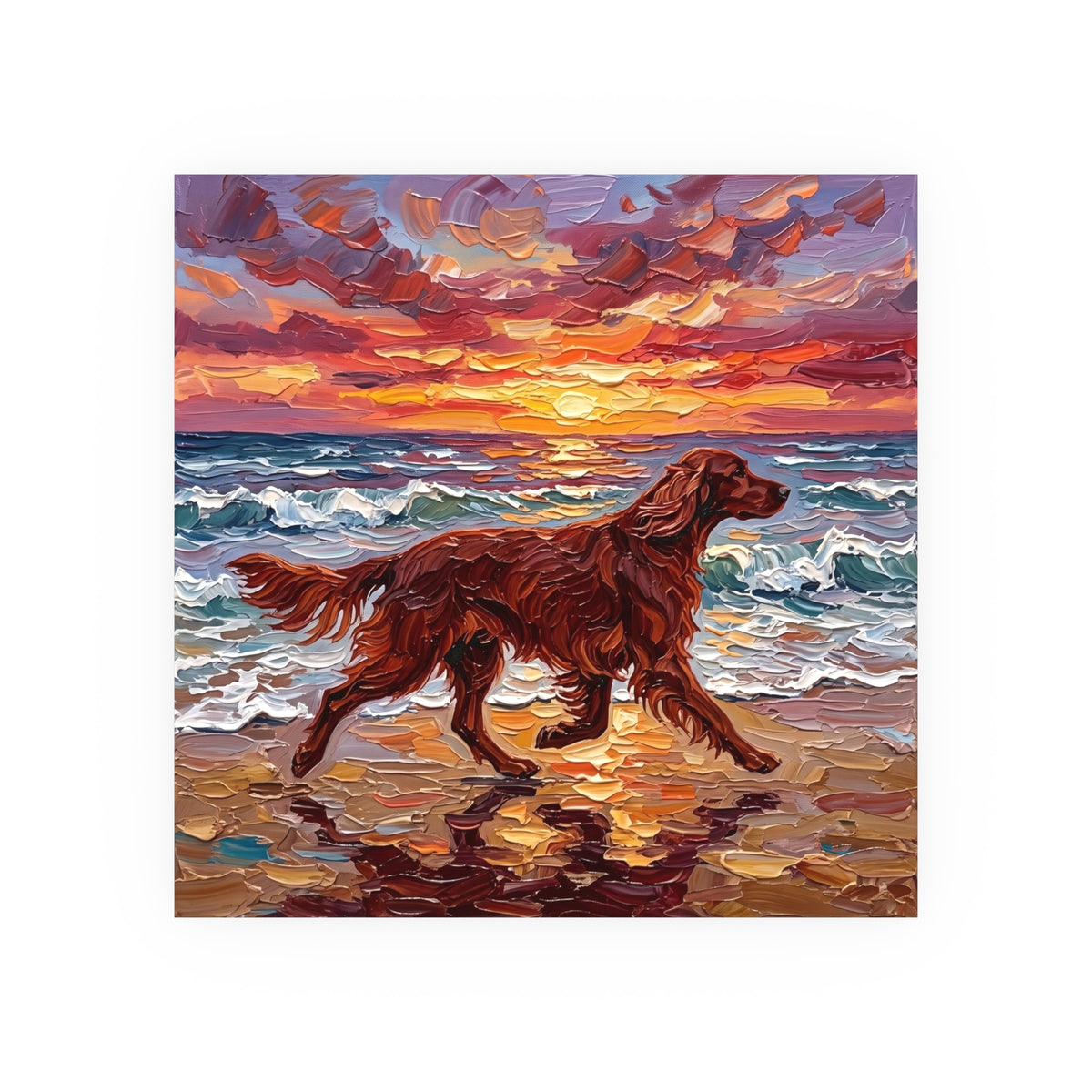 "Beach Day - Irish Setter" Wall Art Paper Print