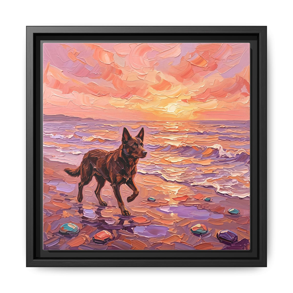 "Beach Day - Kelpie" Framed Canvas Wall Art