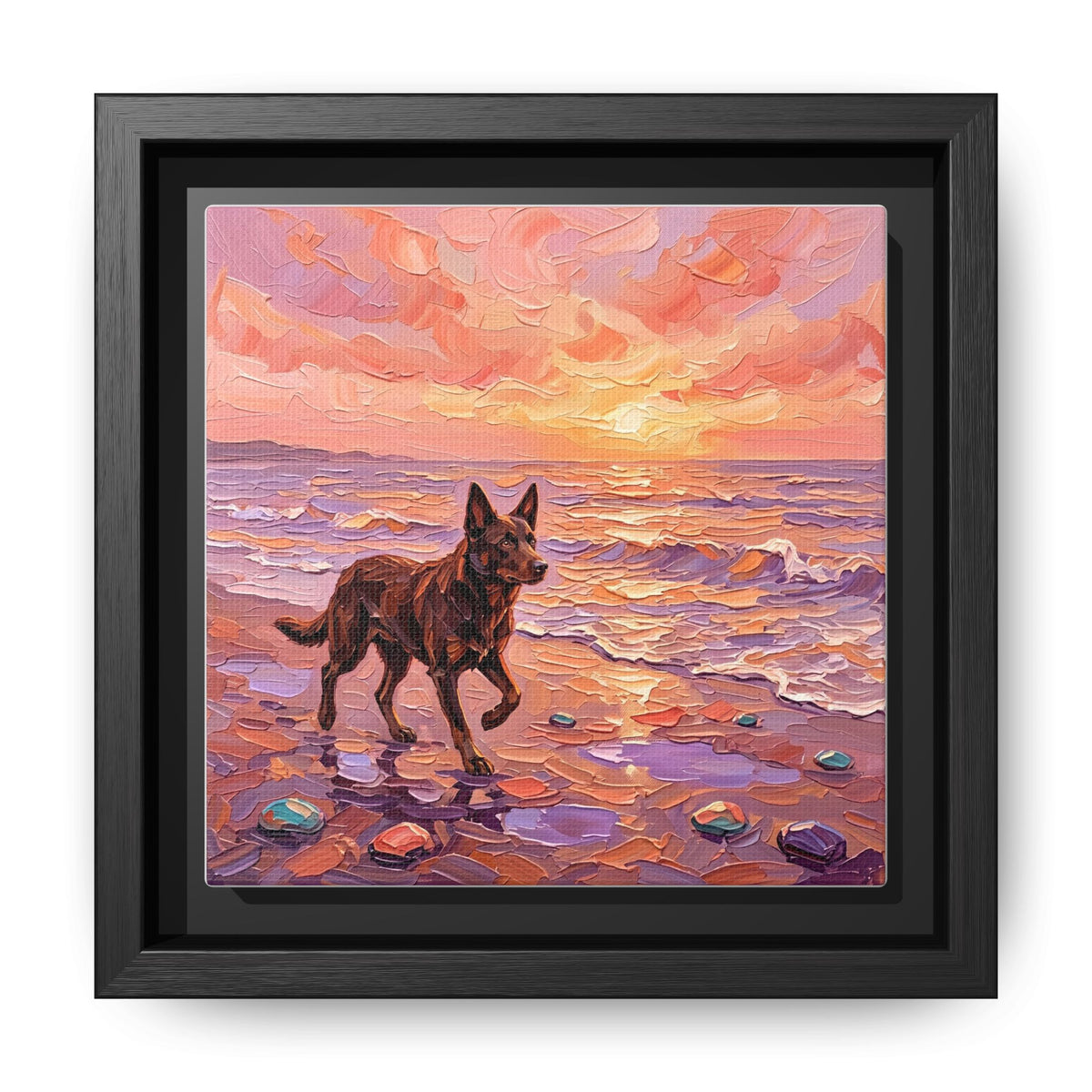 "Beach Day - Kelpie" Framed Canvas Wall Art