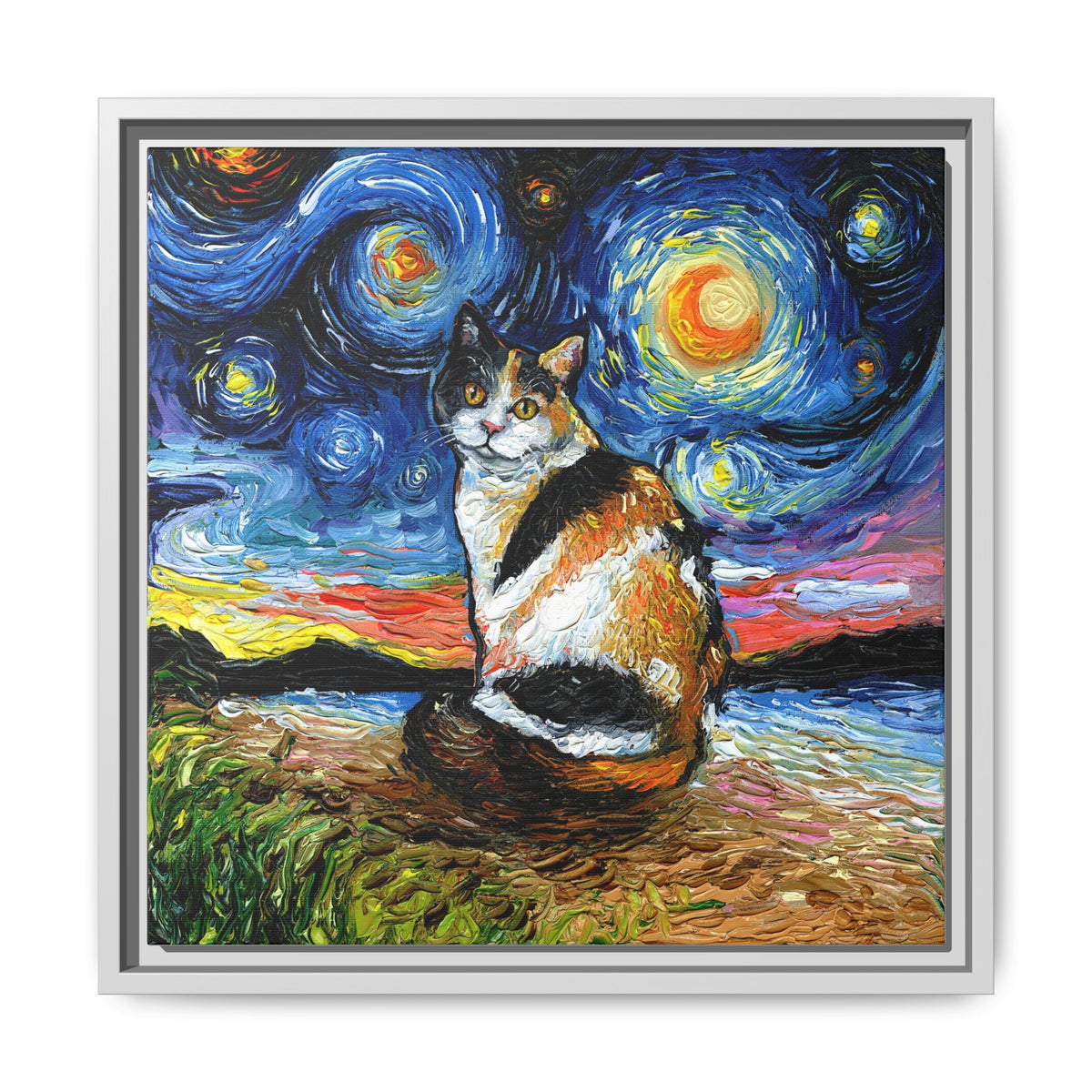 "Calico Night" Framed Canvas Wall Art