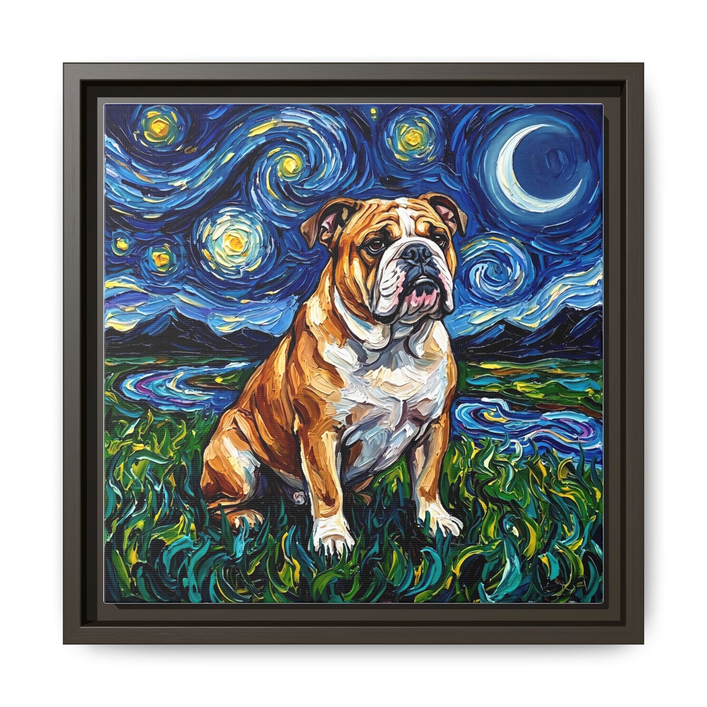 "Bulldog Night" Framed Canvas Wall Art