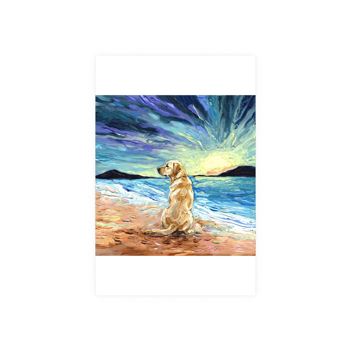 "Beach Day - Yellow Labrador 2" Wall Art Paper Print