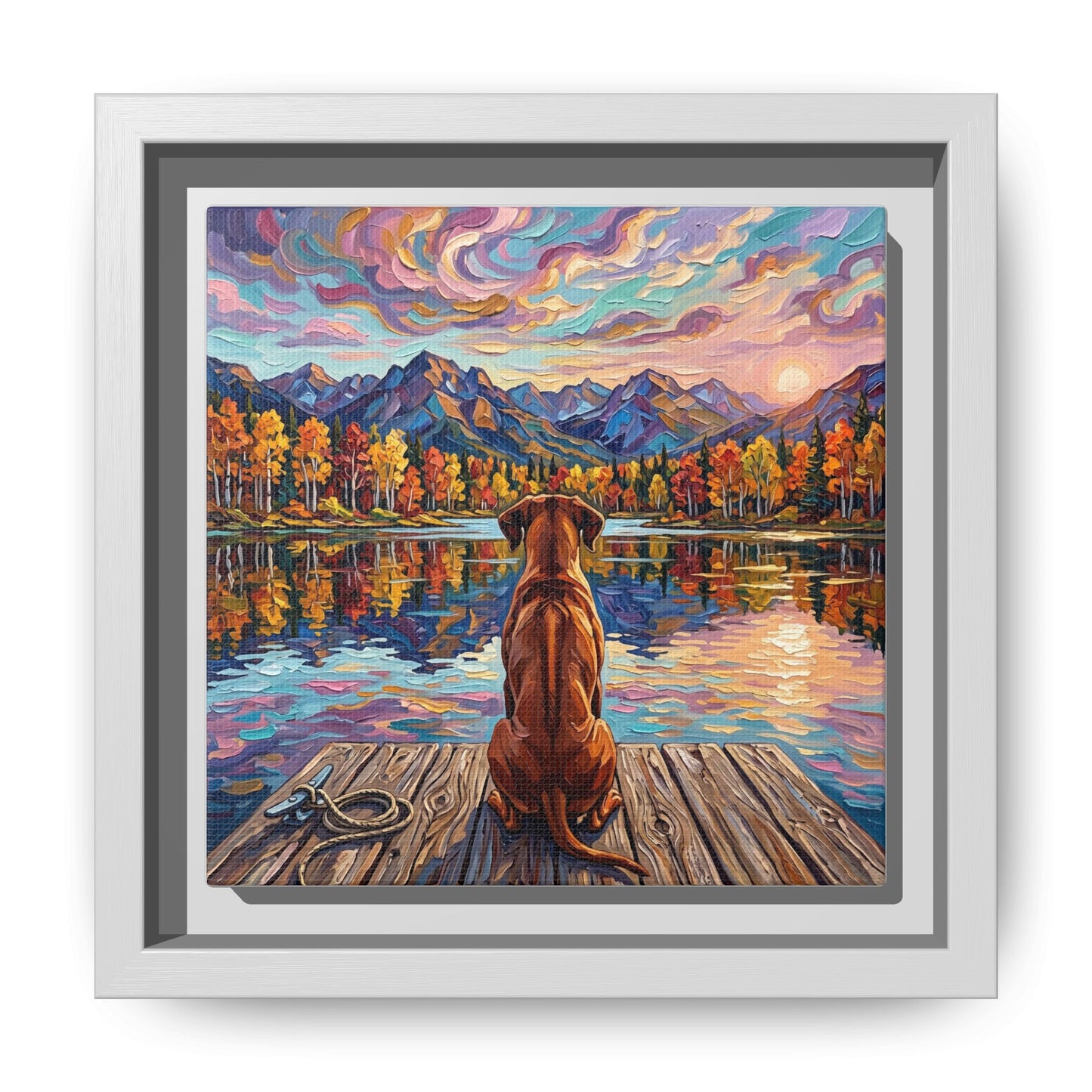 "On The Dock - Rhodesian Ridgeback" Framed Canvas Wall Art