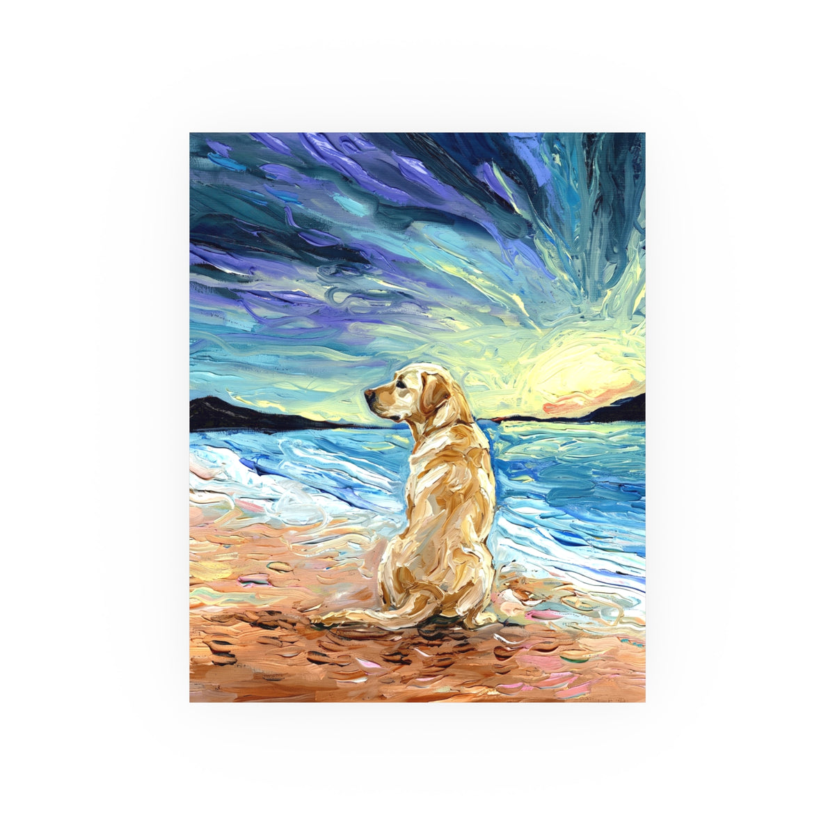 "Beach Day - Yellow Labrador 2" Wall Art Paper Print