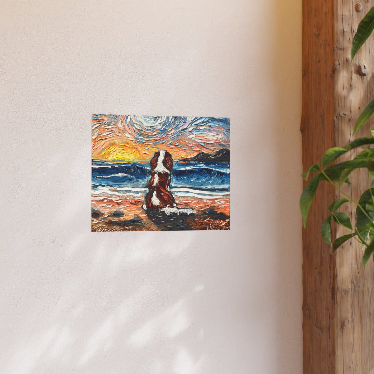"Beach Day - Blenheim Spaniel" Wall Art Paper Print