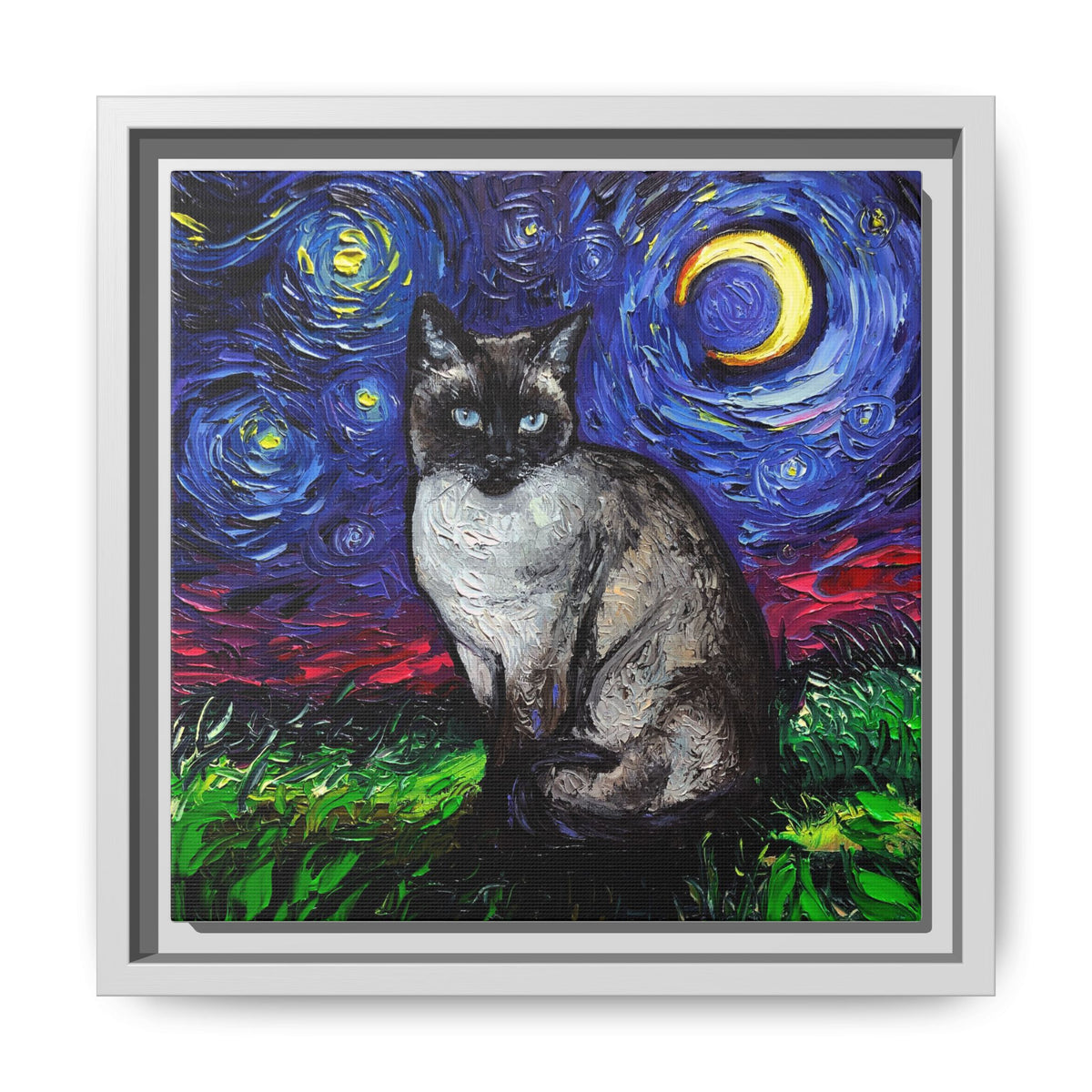 "Siamese Night" Framed Canvas Wall Art