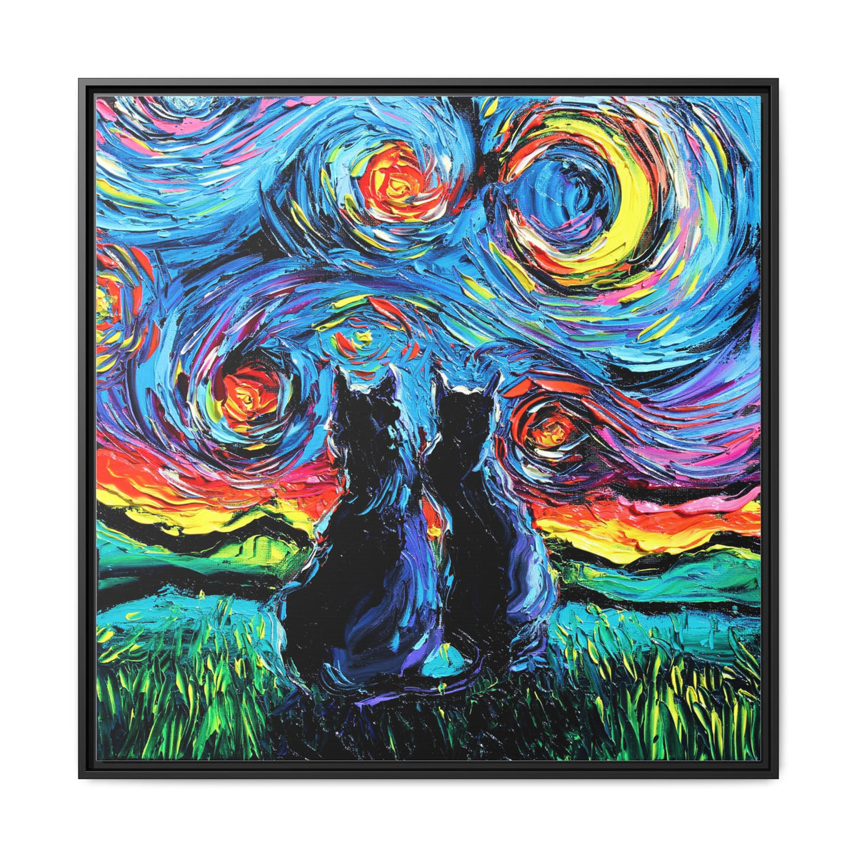 "van Gogh's Cats" Framed Canvas Wall Art