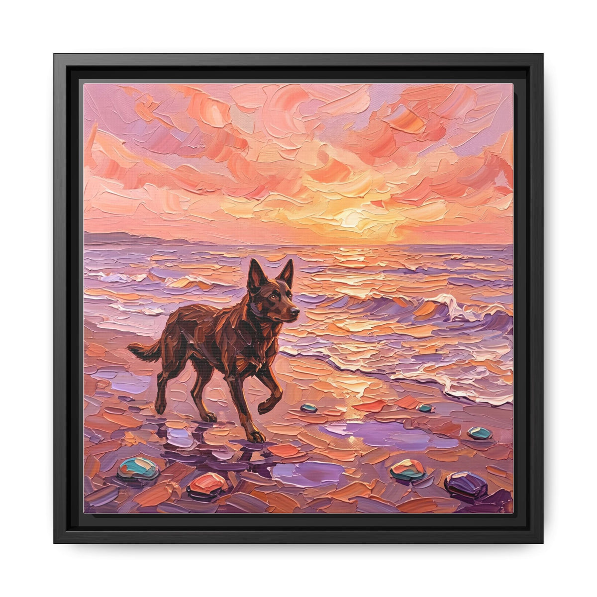 "Beach Day - Kelpie" Framed Canvas Wall Art