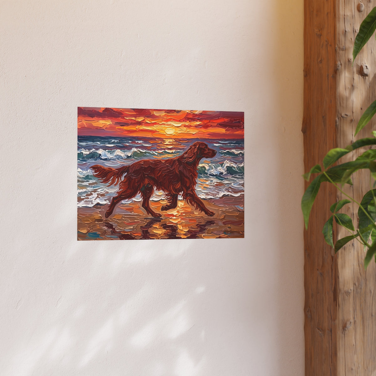 "Beach Day - Irish Setter" Wall Art Paper Print