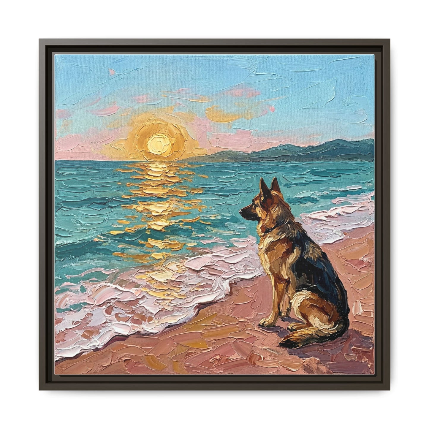 "Beach Day - German Shepherd 2" Framed Canvas Wall Art