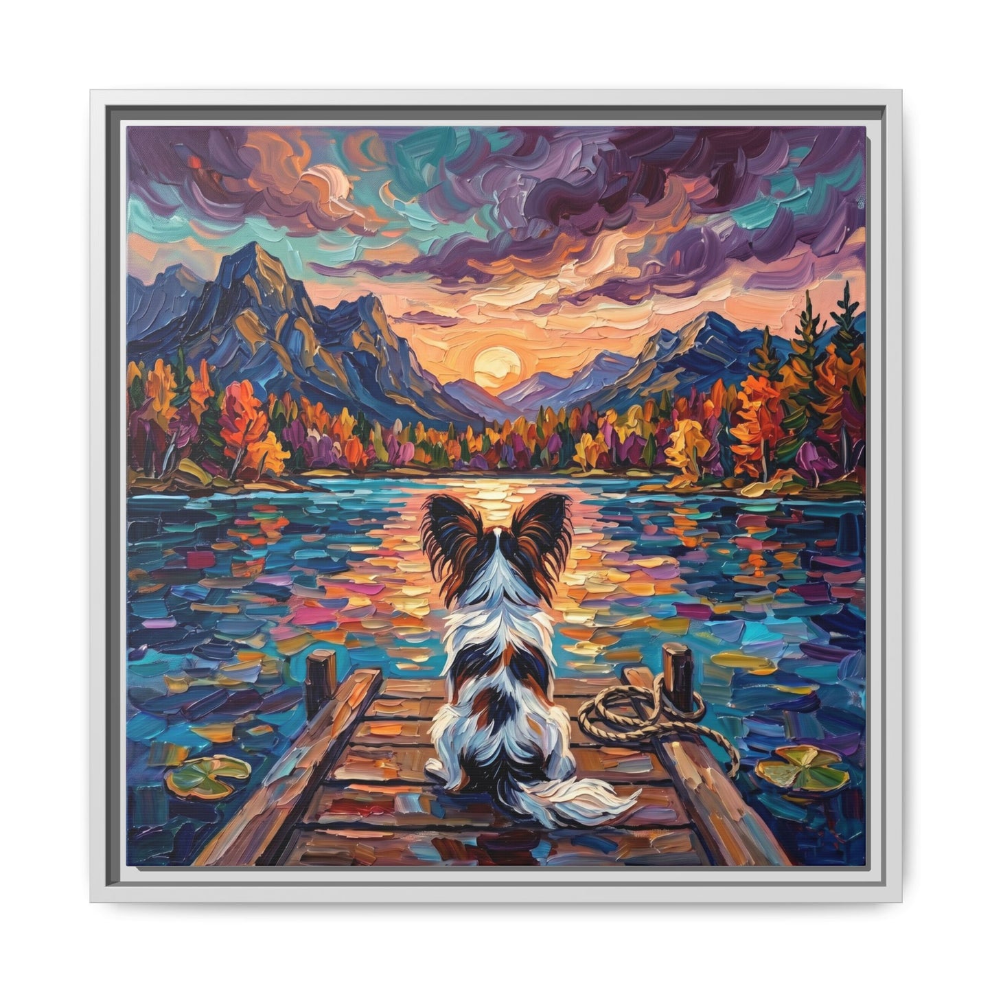"On The Dock - Papillon" Framed Canvas Wall Art