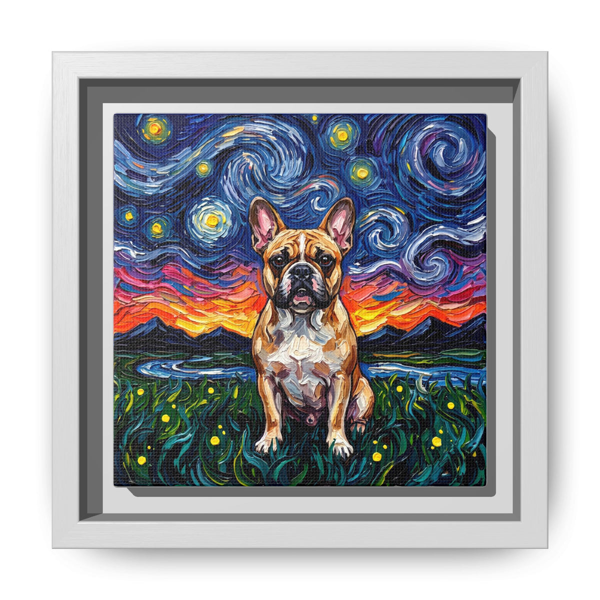 "Frenchie Night" Framed Canvas Wall Art