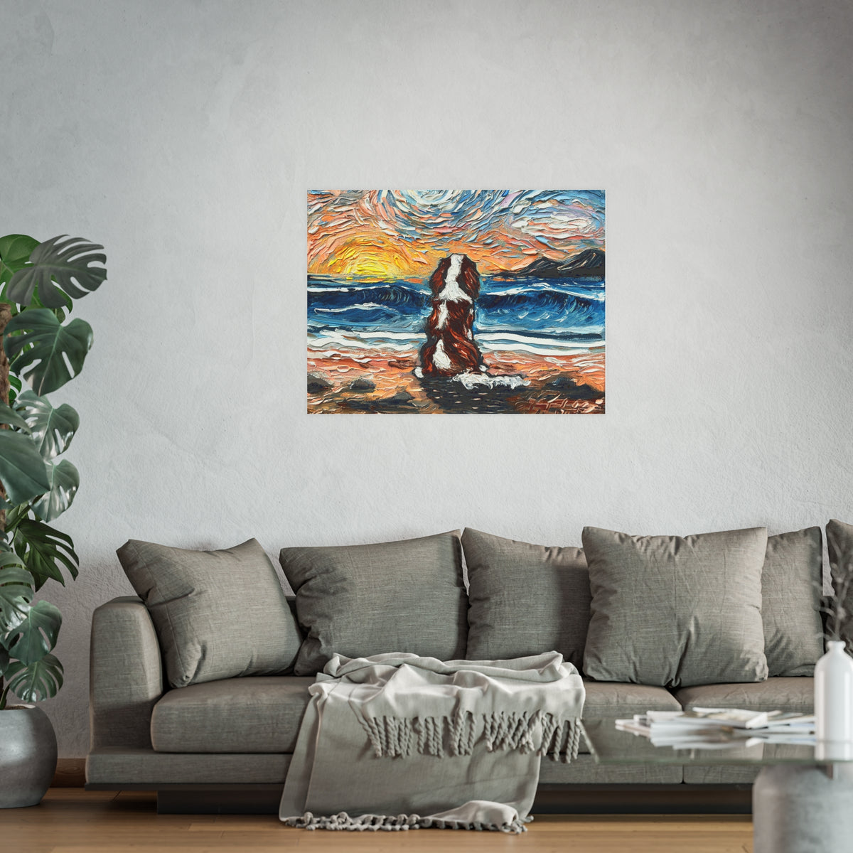 "Beach Day - Blenheim Spaniel" Wall Art Paper Print