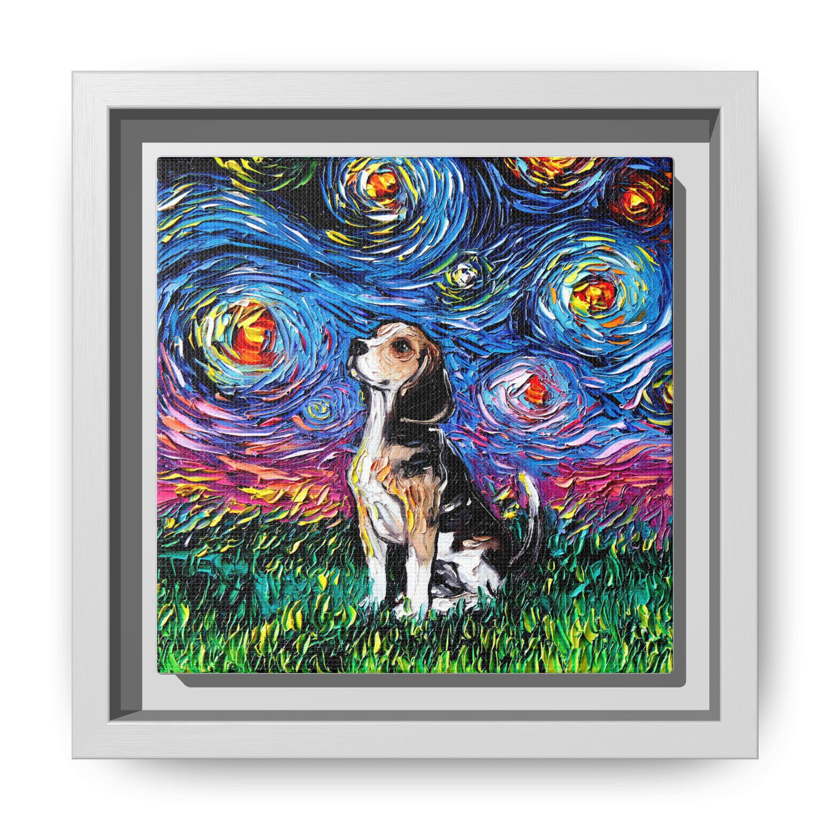 "Beagle Night" Framed Canvas Wall Art