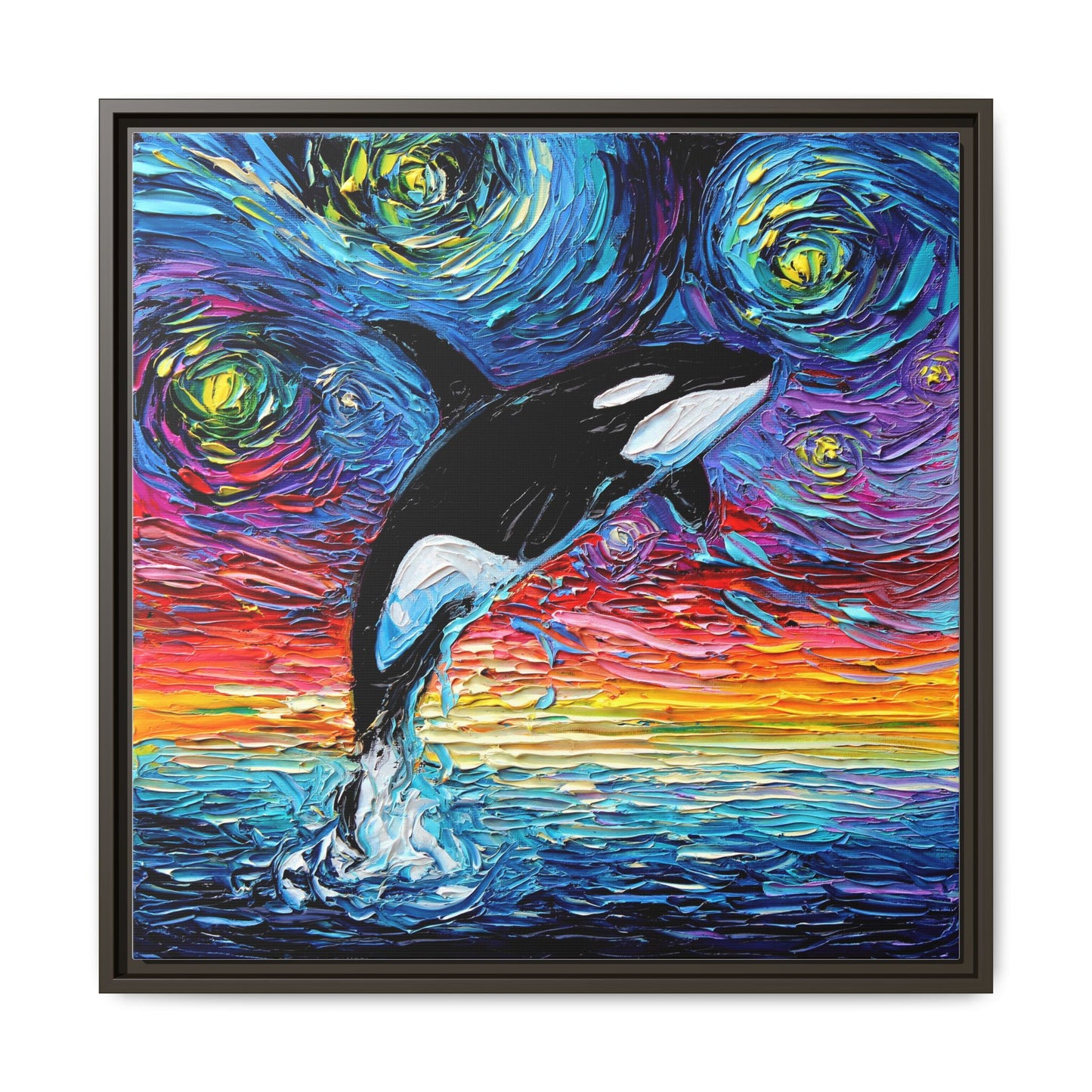 "Orca Night" Framed Canvas Wall Art