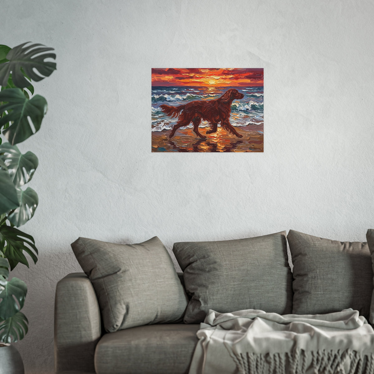 "Beach Day - Irish Setter" Wall Art Paper Print