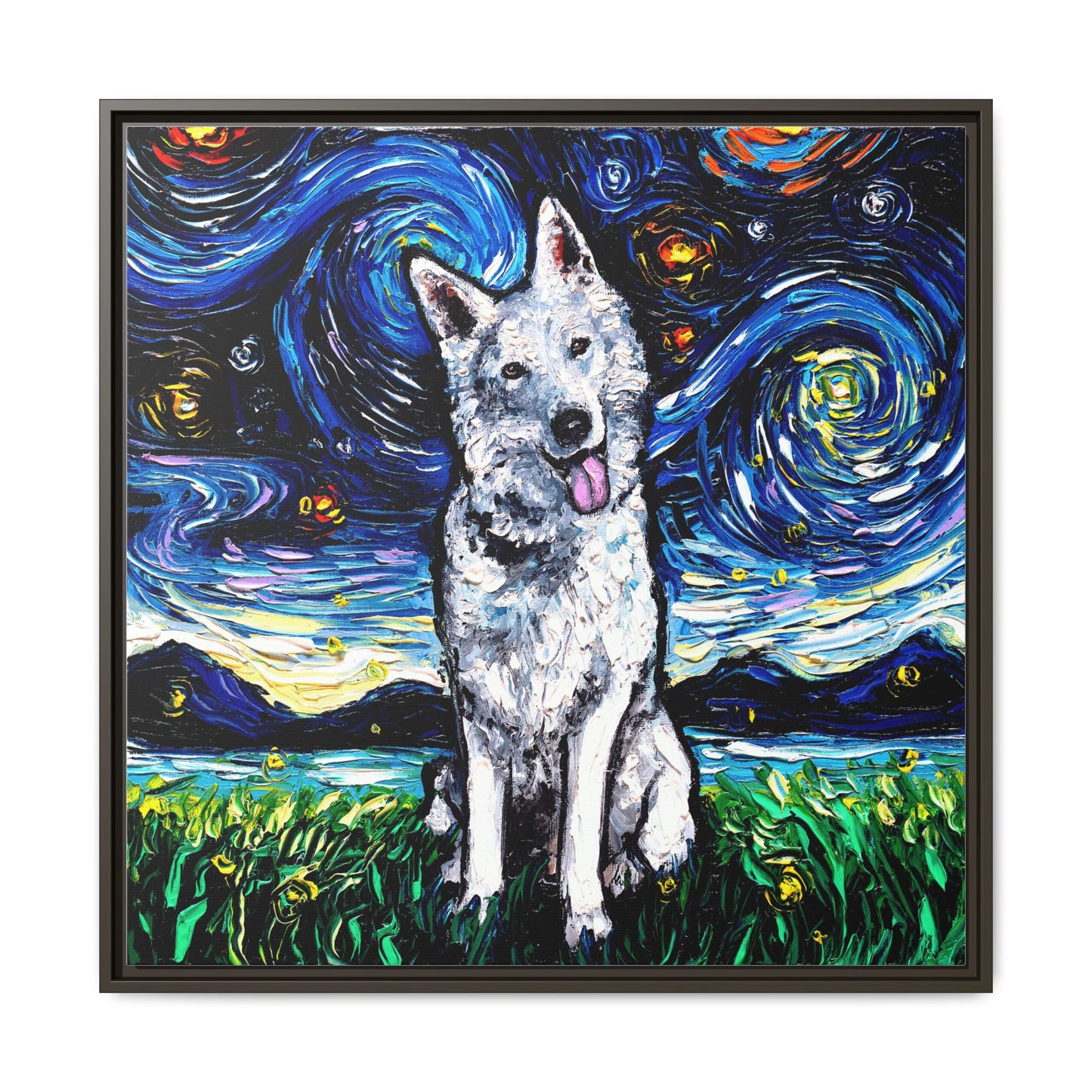 "Swiss Shepherd Night" Framed Canvas Wall Art