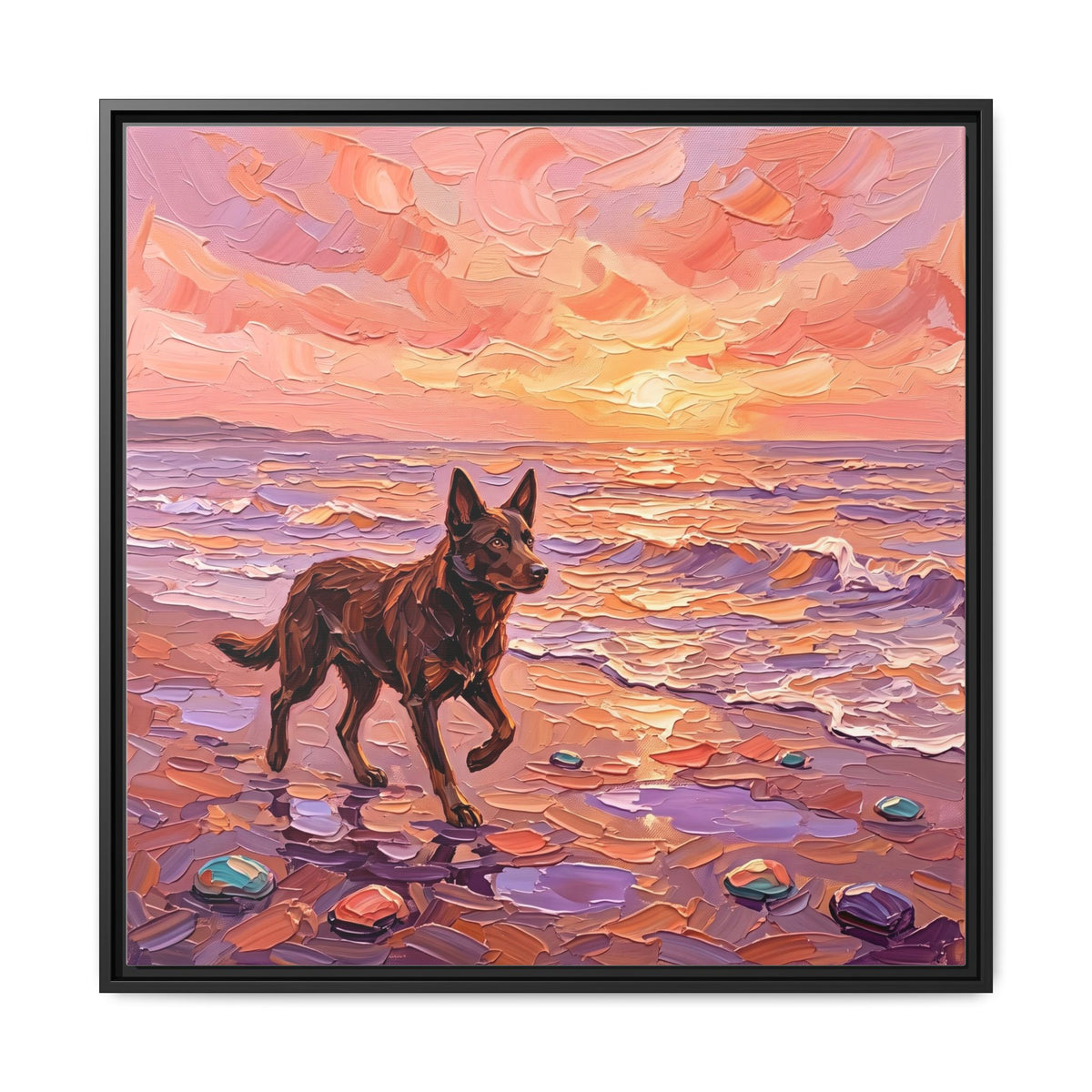 "Beach Day - Kelpie" Framed Canvas Wall Art
