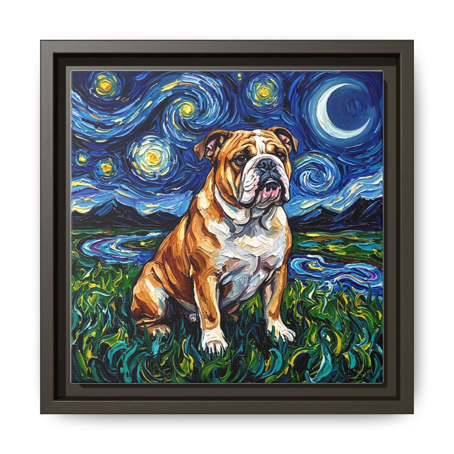 "Bulldog Night" Framed Canvas Wall Art