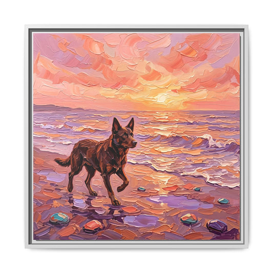 "Beach Day - Kelpie" Framed Canvas Wall Art