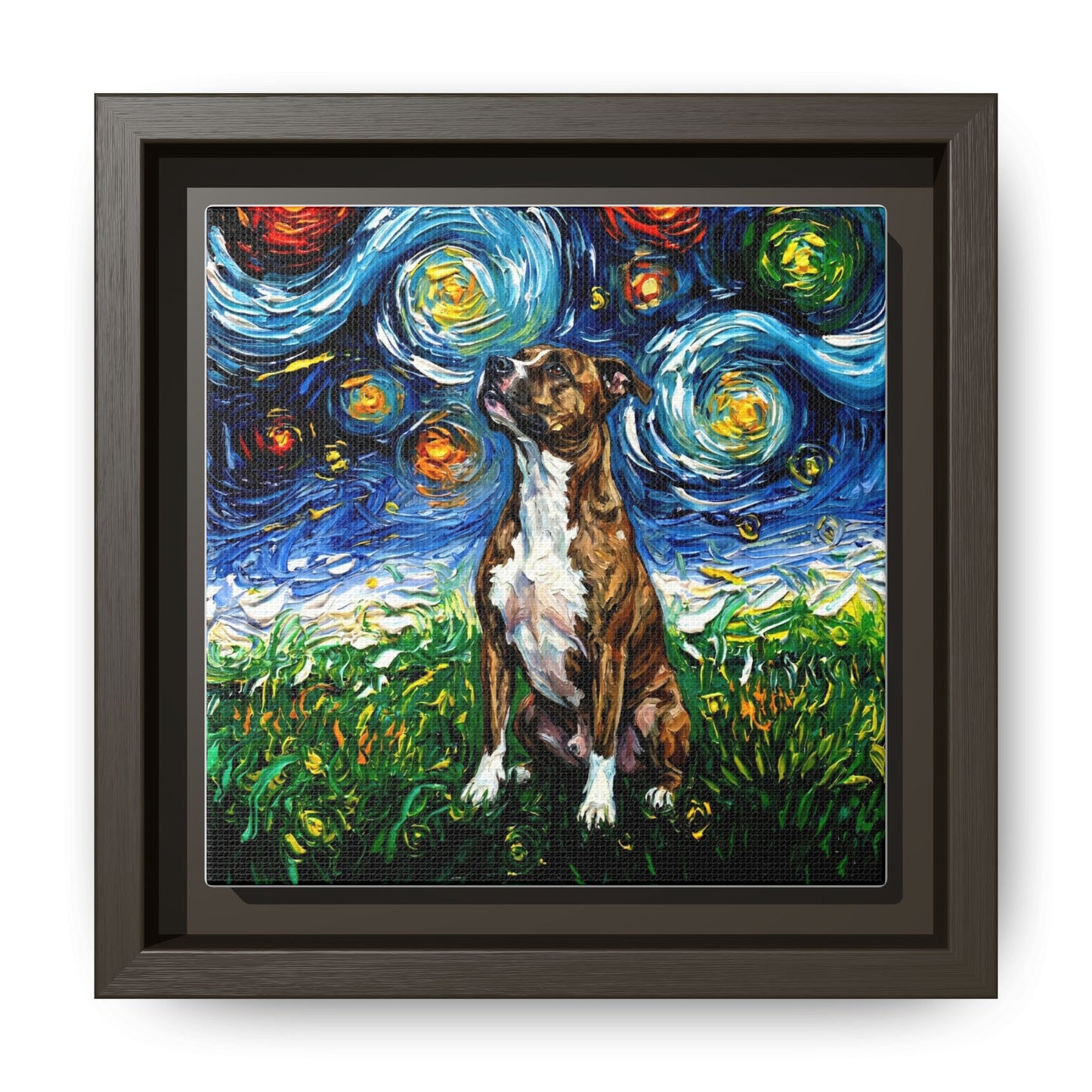 "Brindle Staffordshire Night" Framed Canvas Wall Art