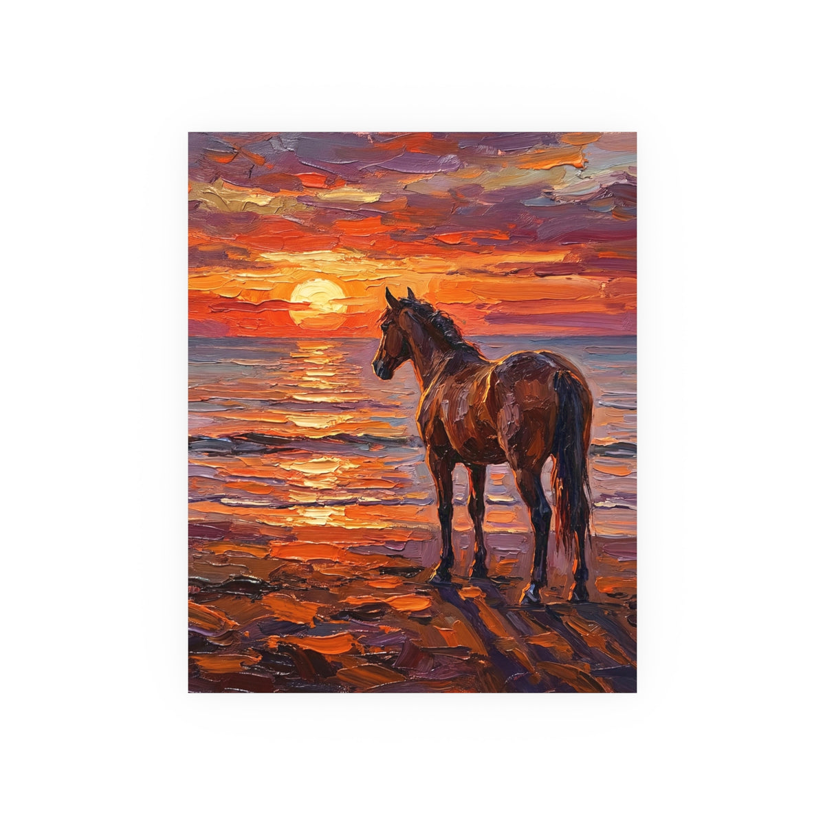 "Beach Sunset - Chocolate Mare" Wall Art Paper Print