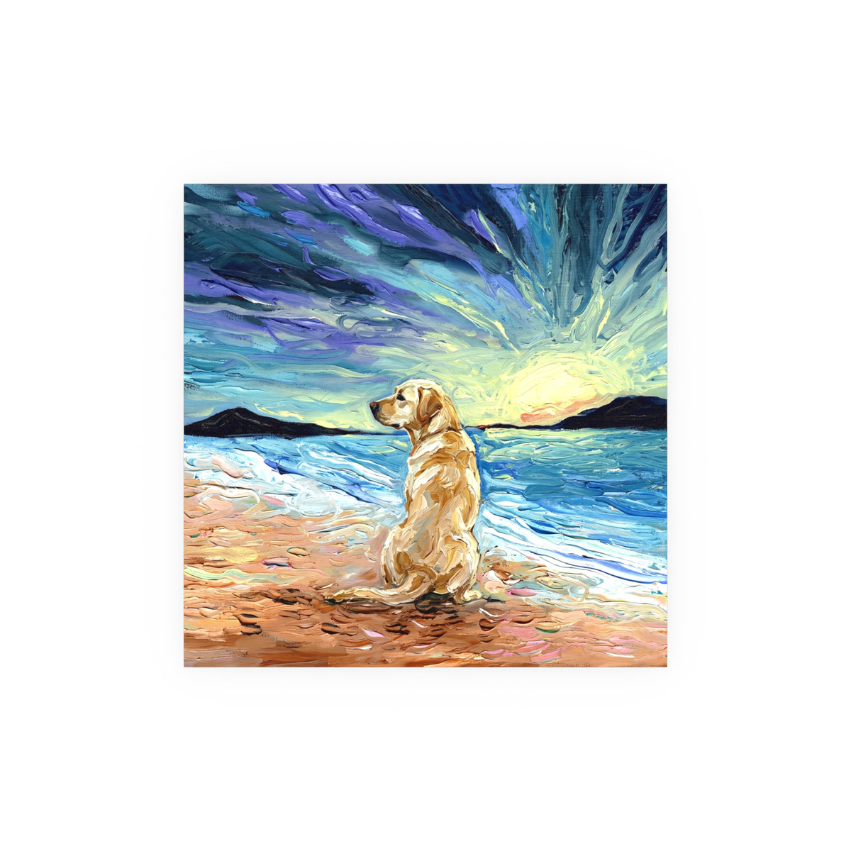 "Beach Day - Yellow Labrador 2" Wall Art Paper Print