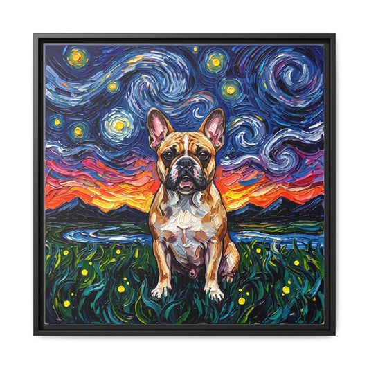"Frenchie Night" Framed Canvas Wall Art