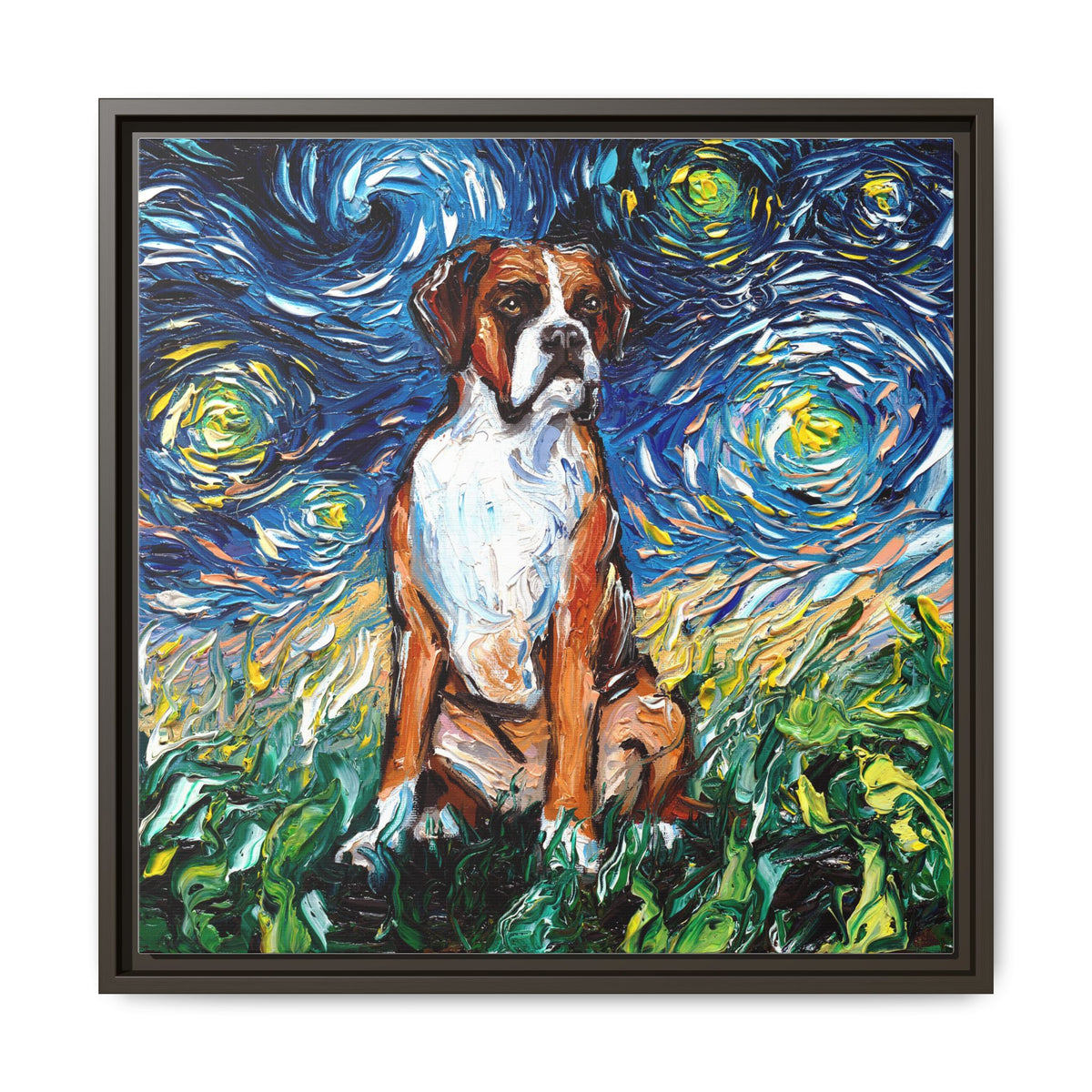 "Boxer Night" Framed Canvas Wall Art