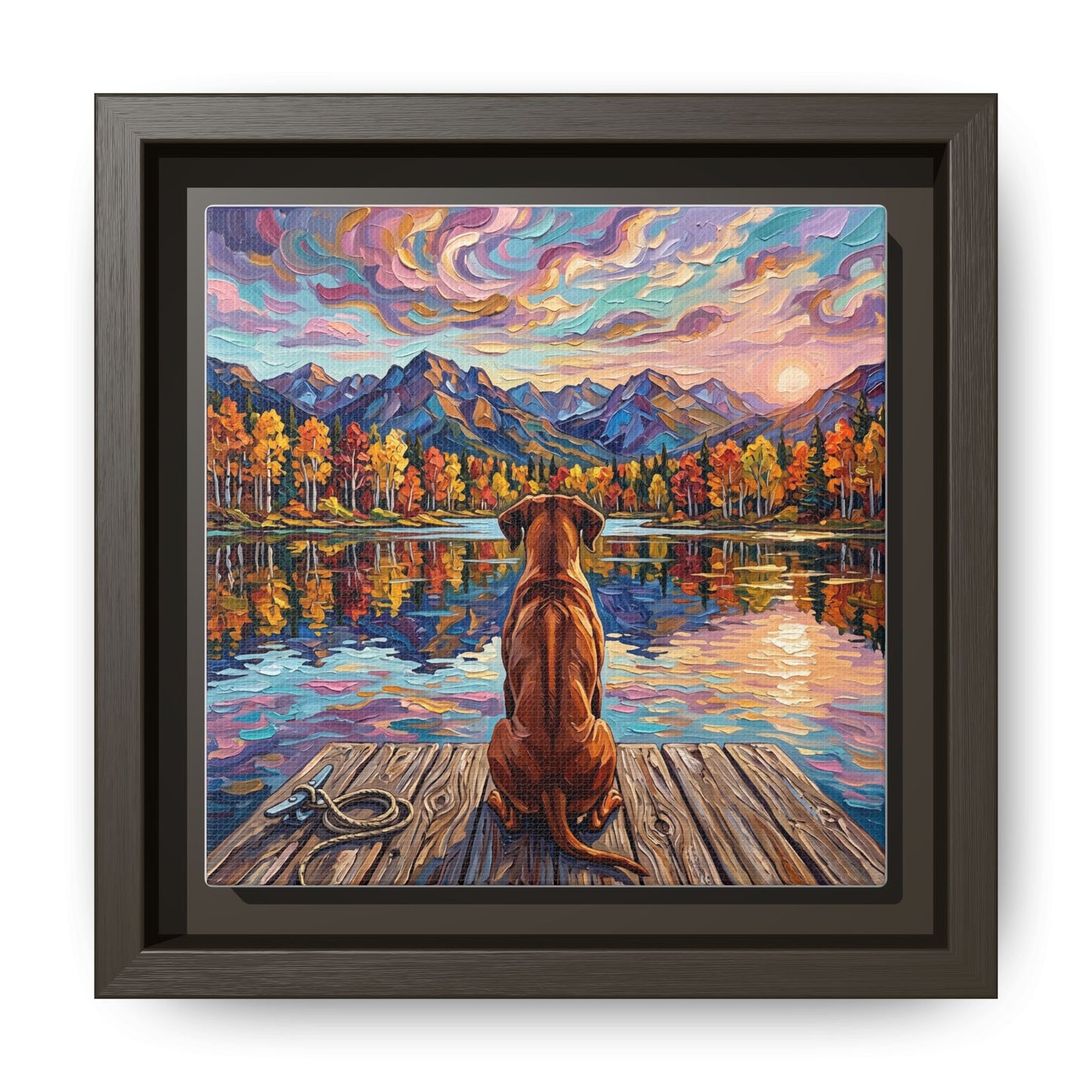 "On The Dock - Rhodesian Ridgeback" Framed Canvas Wall Art