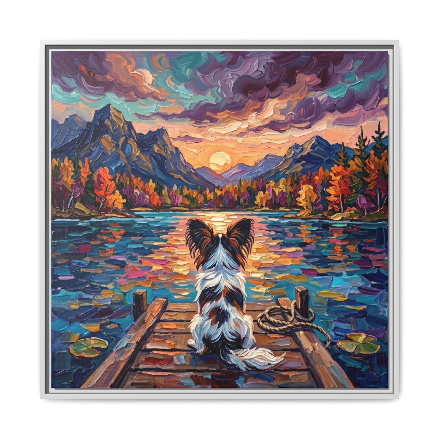 "On The Dock - Papillon" Framed Canvas Wall Art
