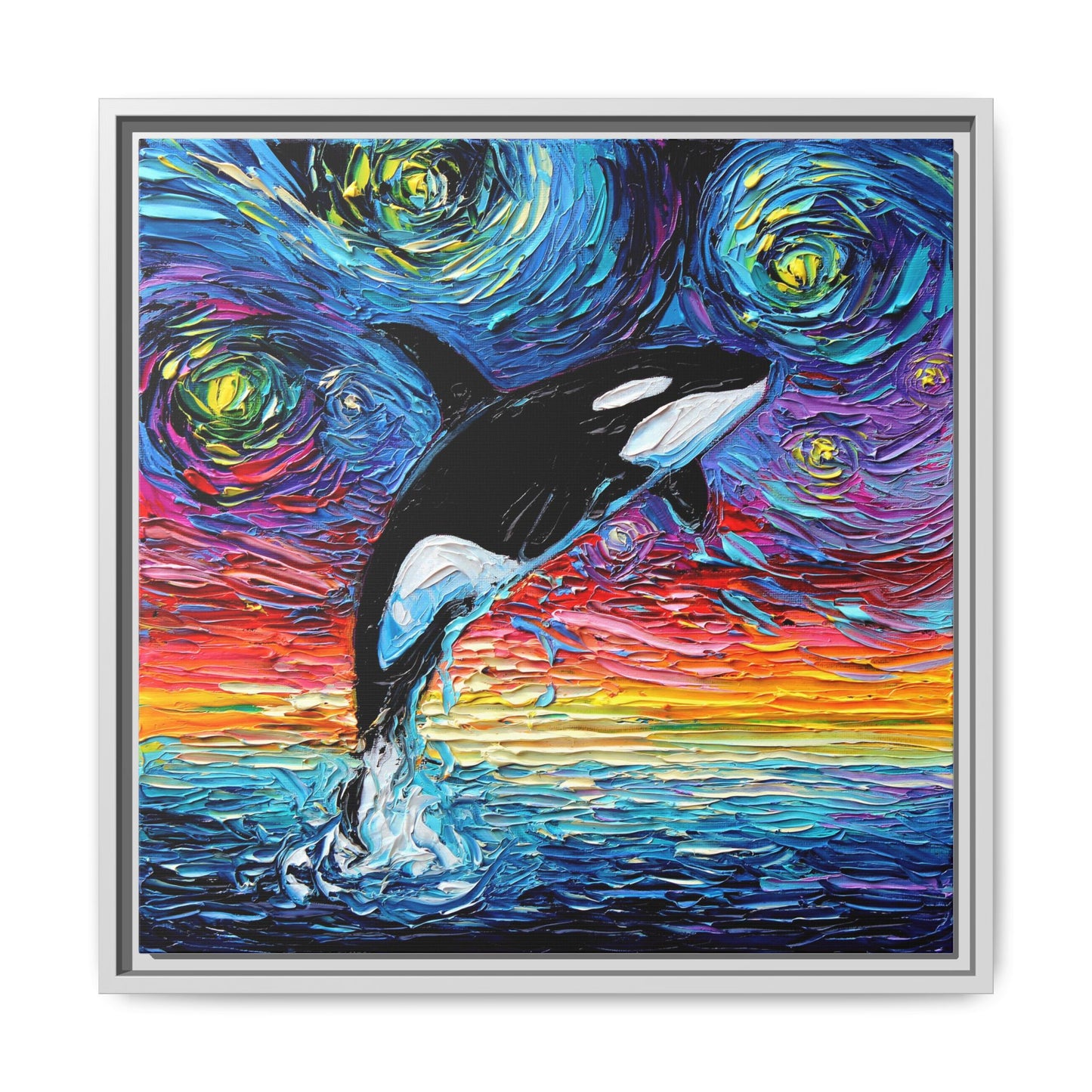 "Orca Night" Framed Canvas Wall Art