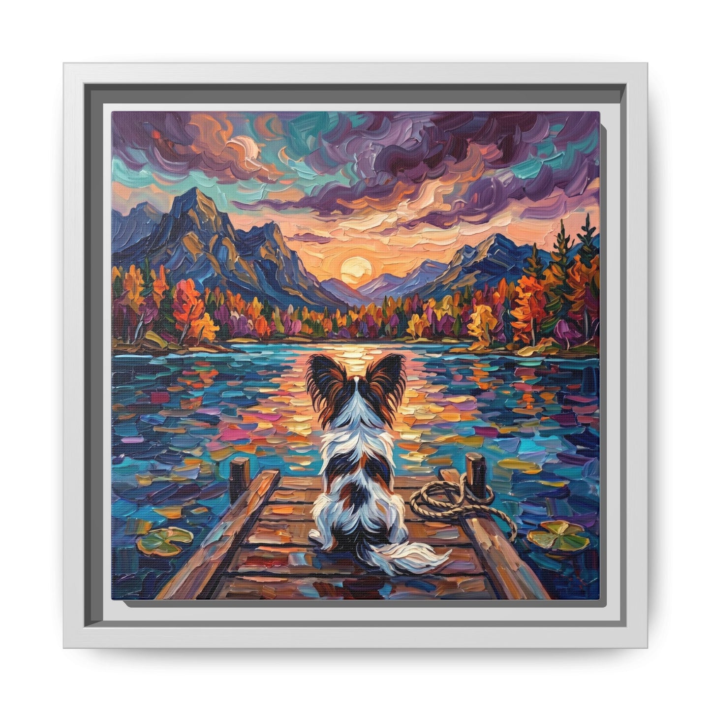 "On The Dock - Papillon" Framed Canvas Wall Art