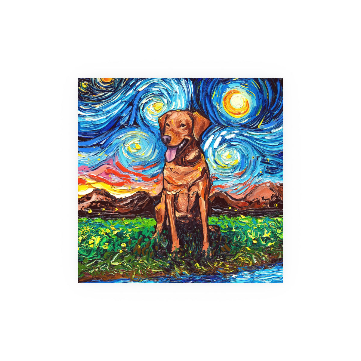 "Fox Red Labrador Night" Wall Art Paper Print