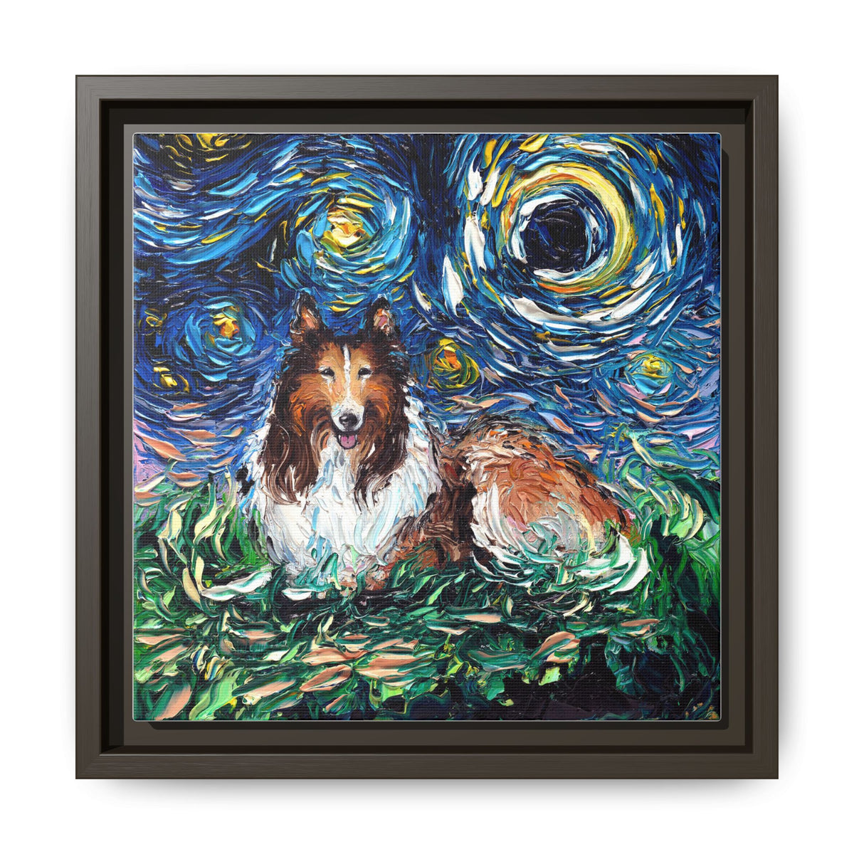 "Collie Night" Framed Canvas Wall Art