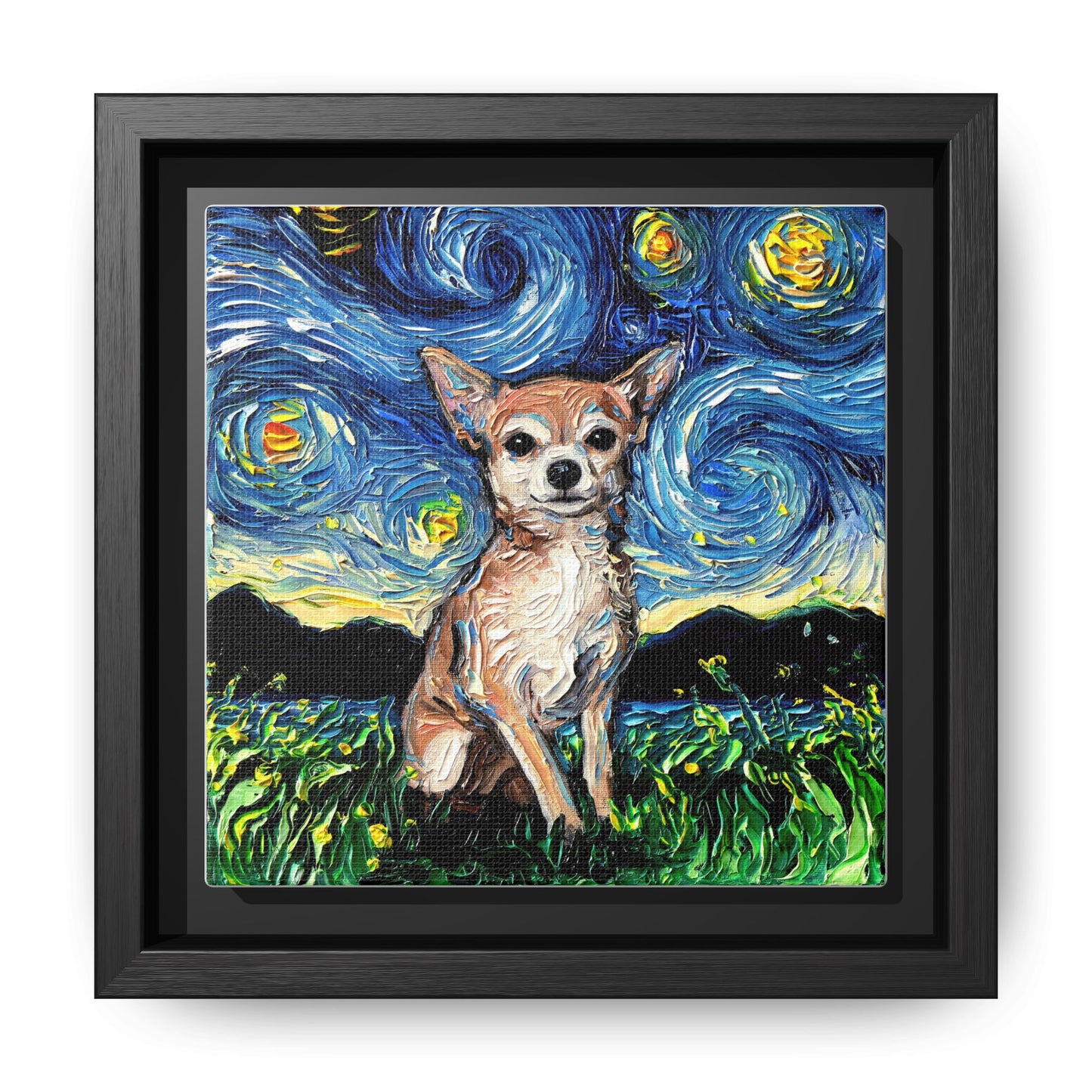"Chihuahua Night" Framed Canvas Wall Art