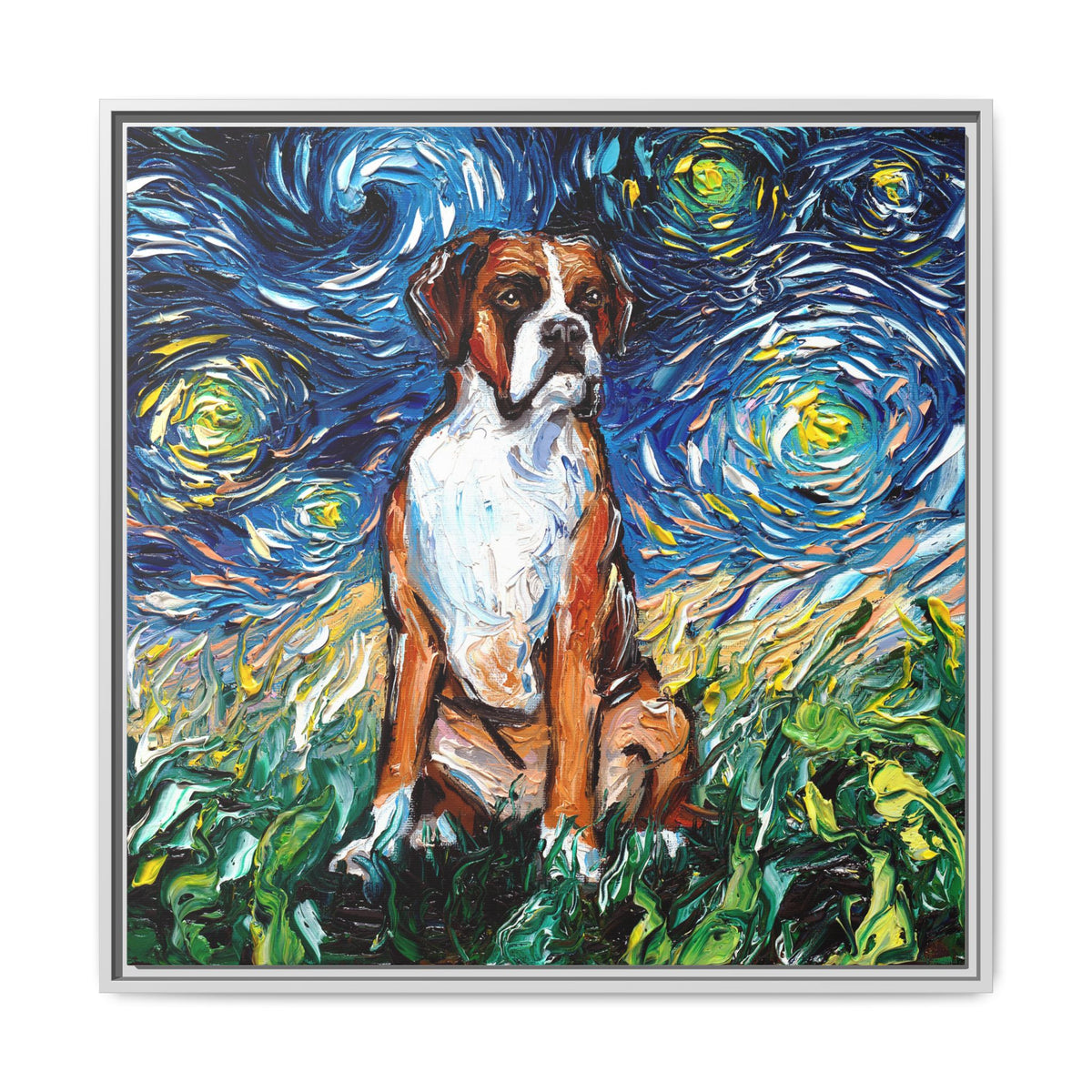 "Boxer Night" Framed Canvas Wall Art