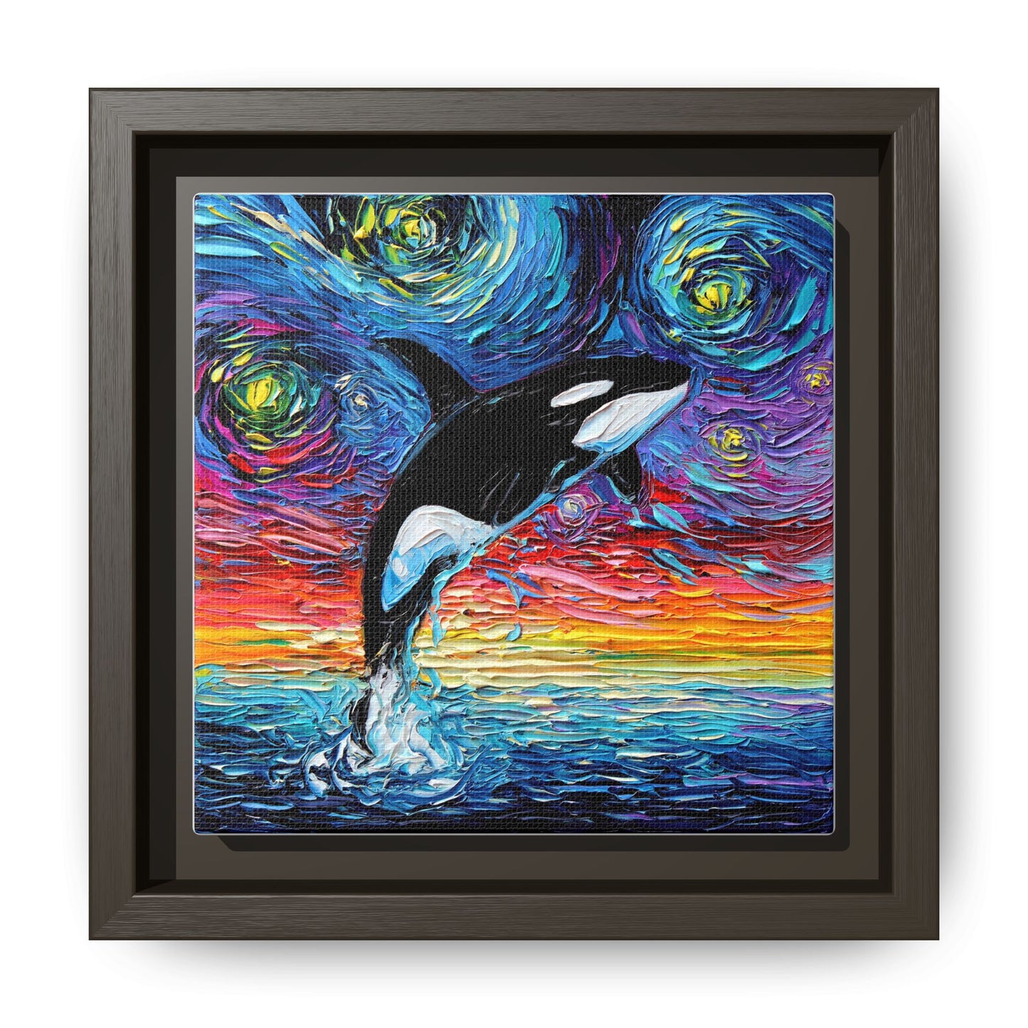 "Orca Night" Framed Canvas Wall Art