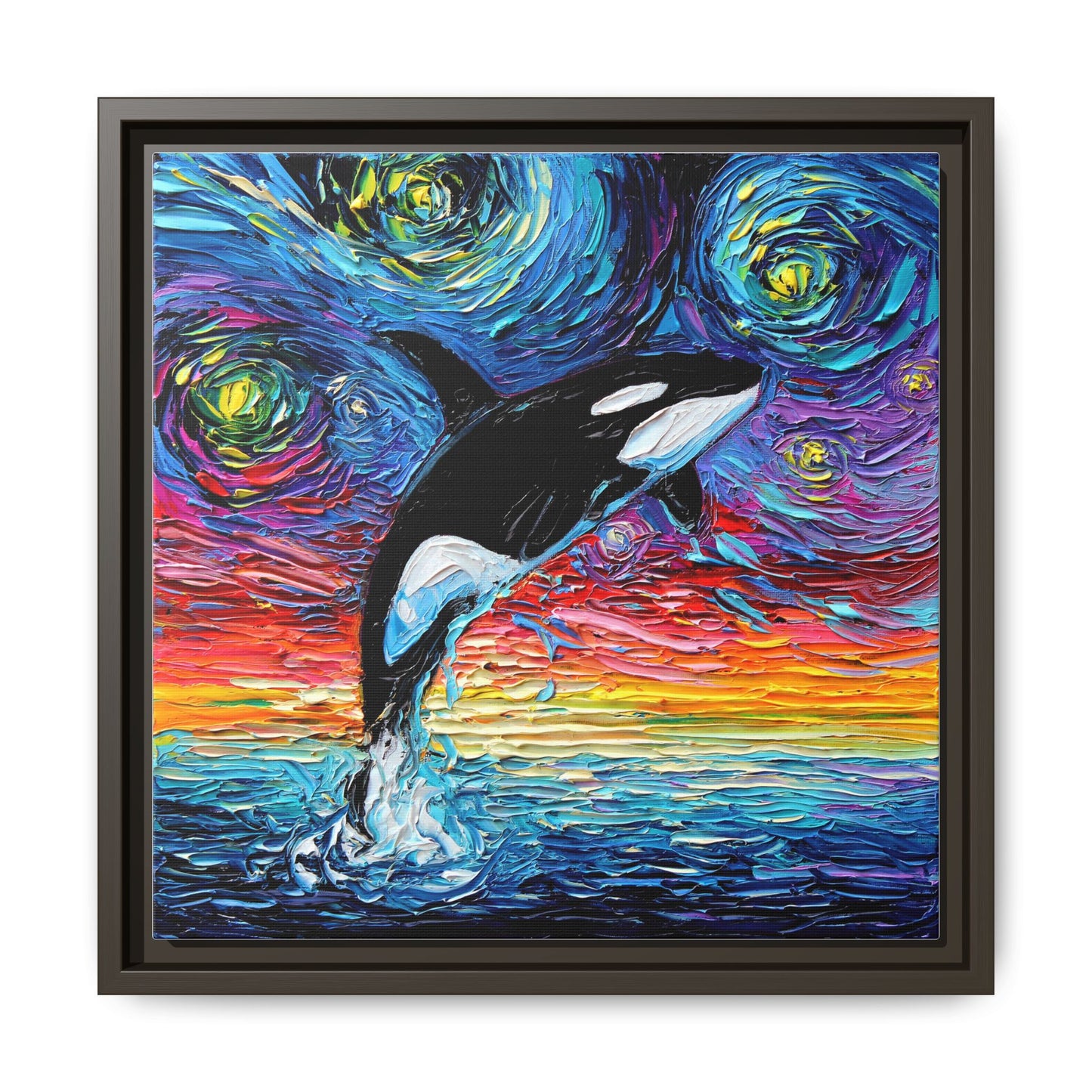 "Orca Night" Framed Canvas Wall Art