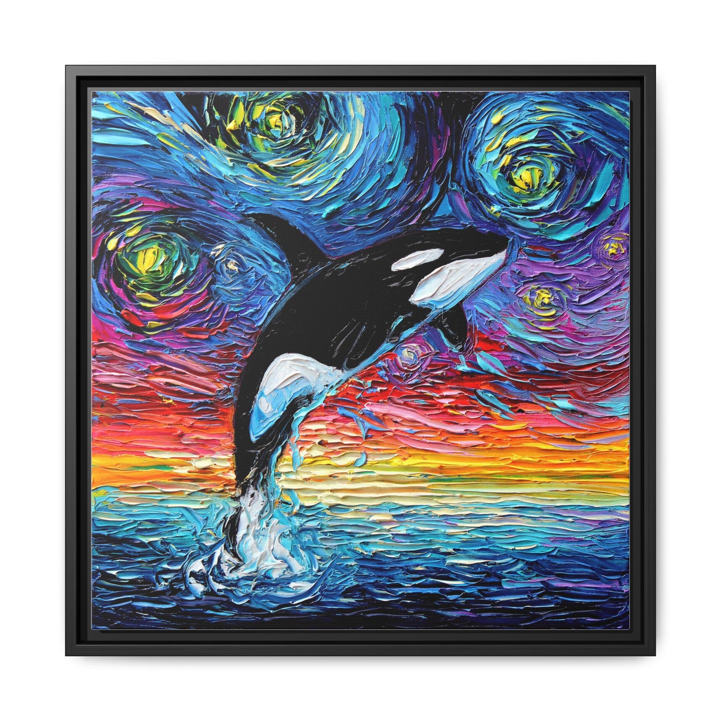 "Orca Night" Framed Canvas Wall Art