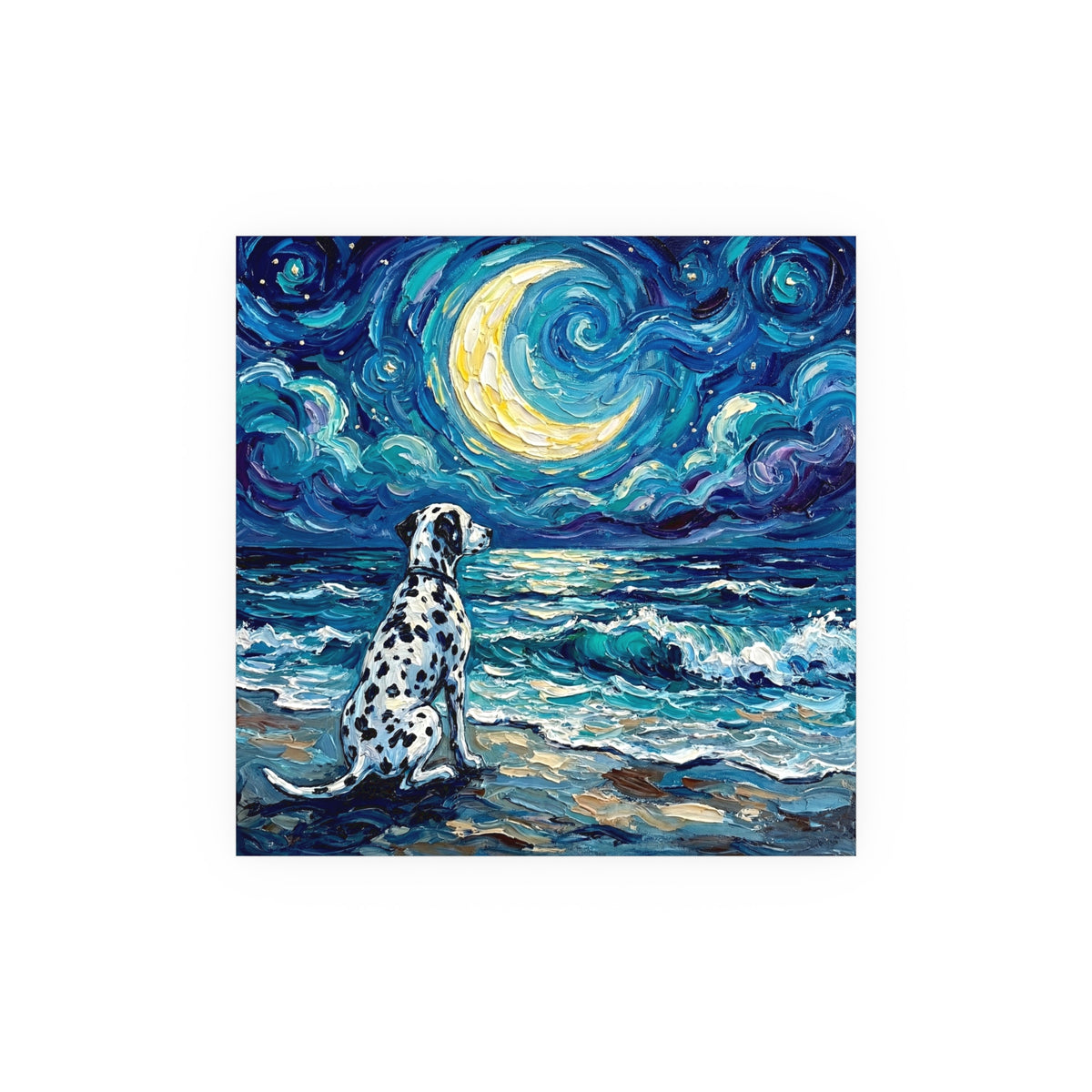 "Beach Night - Dalmatian" Wall Art Paper Print