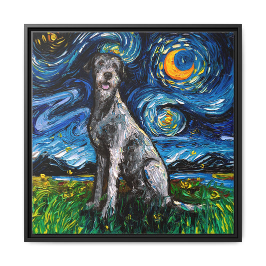 "Irish Wolfhound Night" Framed Canvas Wall Art