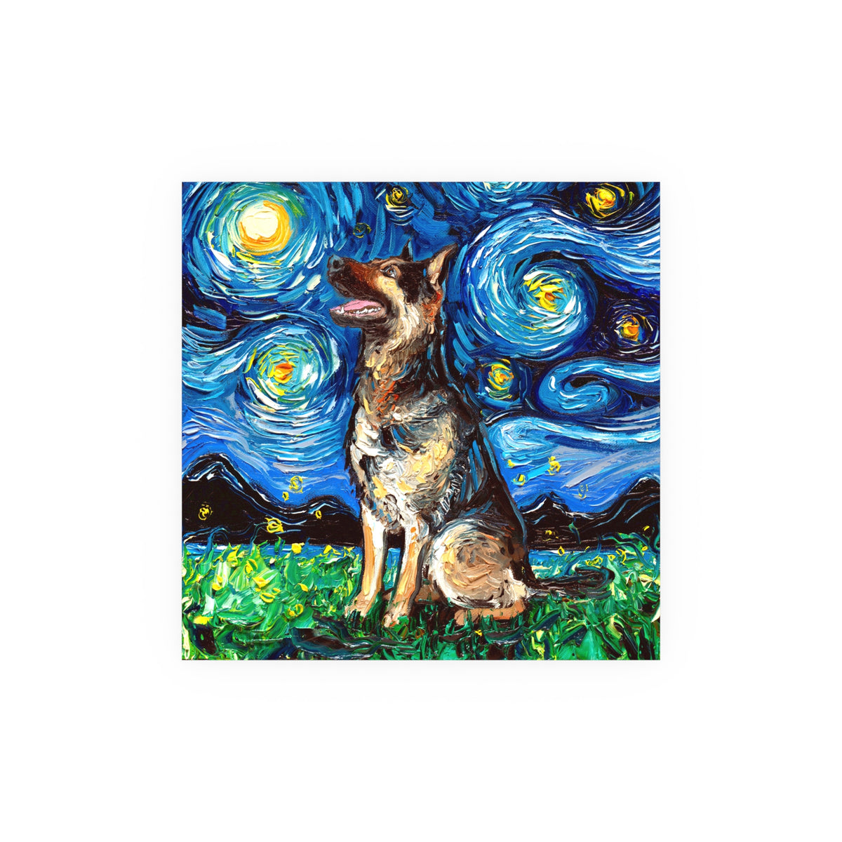 "German Shepherd Night" Wall Art Paper Print