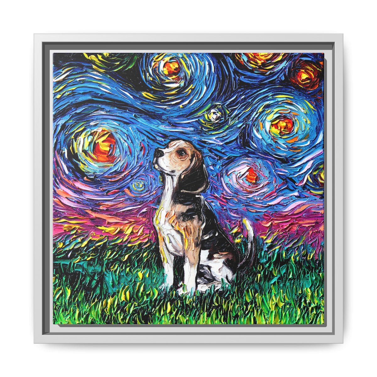 "Beagle Night" Framed Canvas Wall Art