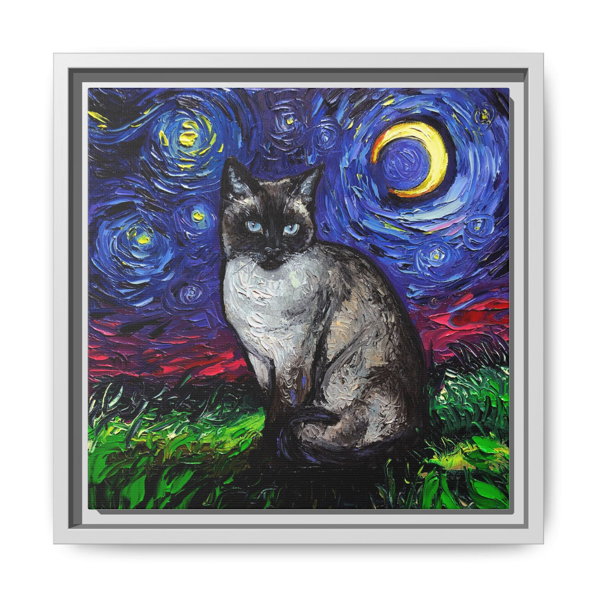 "Siamese Night" Framed Canvas Wall Art