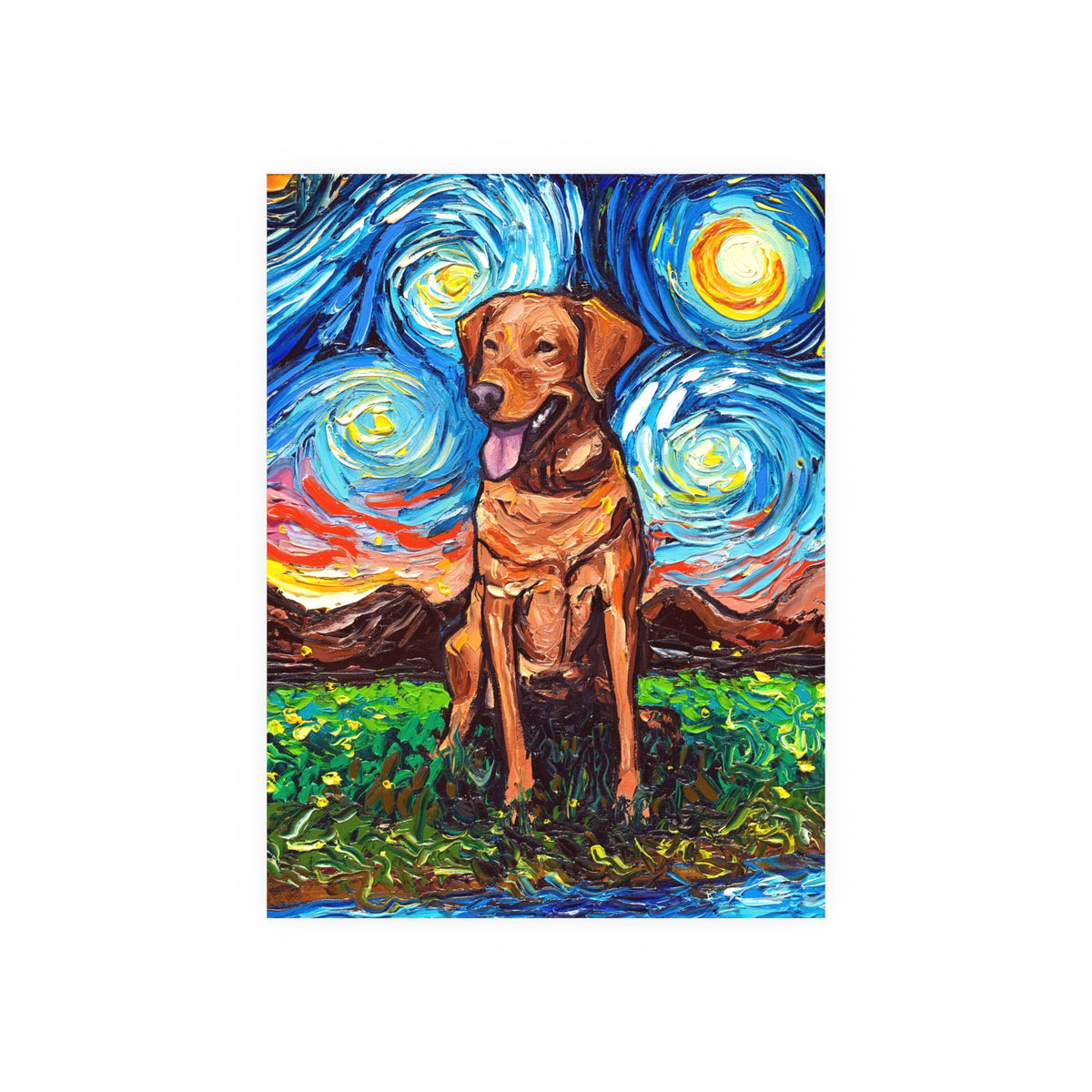 "Fox Red Labrador Night" Wall Art Paper Print